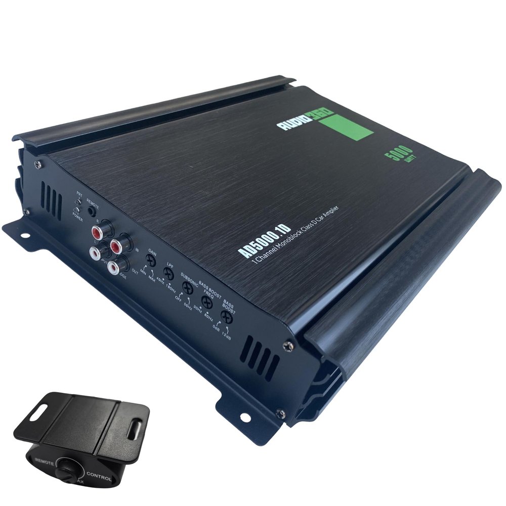 Audio360 AD5000.1 Monoblock Car Audio Amplifier, 5000W Max Power, Compact Class D 1-Ohm Stable Subwoofer Amp with 90dB SNR, Clean Deep Bass Output