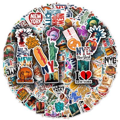 100 PCS New York Stickers Pack NYC Travel Vinyl Waterproof Sticker for Teens Adults Aesthetic Decal Decorative Funny Graphic Car Decals Water Bottle Helmet Phone Birthday Gifts for Men Women 9 Sheets