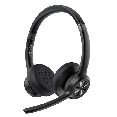 TECKNET Wireless Headset, Bluetooth Headset with Noise Cancelling Microphone - Rechargeable Bluetooth V5.2 Headphones, 50H Playtime & Mic Mute, On Ear Headphones for Trucker/Remote Work/Call Center