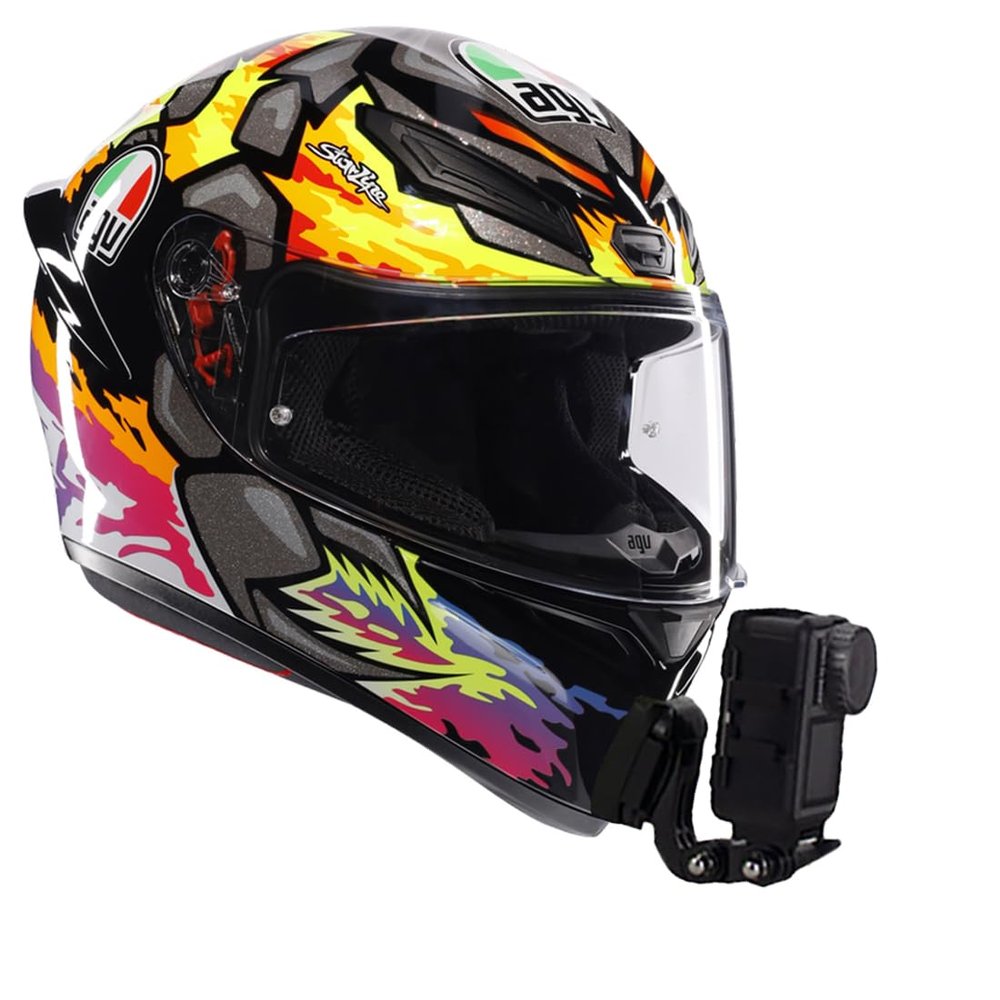 AGV K1S Chin Mount Kits Made for K1 S Helmet Camera Mount Kit Carbon Fiber Load Bearing Patch Adjustable Camera Bracket Compatible with GoPro Hero Insta360 DJI Action Cams (Carbon Fiber Base)