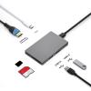6Port USB C Adapter 4K60hz Video Transfer USB 3.0x2 Data Port Card Reader Enhances Connection Fast Charging view 2