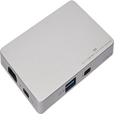 BKVOO Signal Splitter H4 Hub - Signal Generate 8 in 1 HUB with Dual HDMI Extended, 2 HDMI(4K @60Hz),3 USB A&C 3.0 Ports for Laptop with Limited Ports