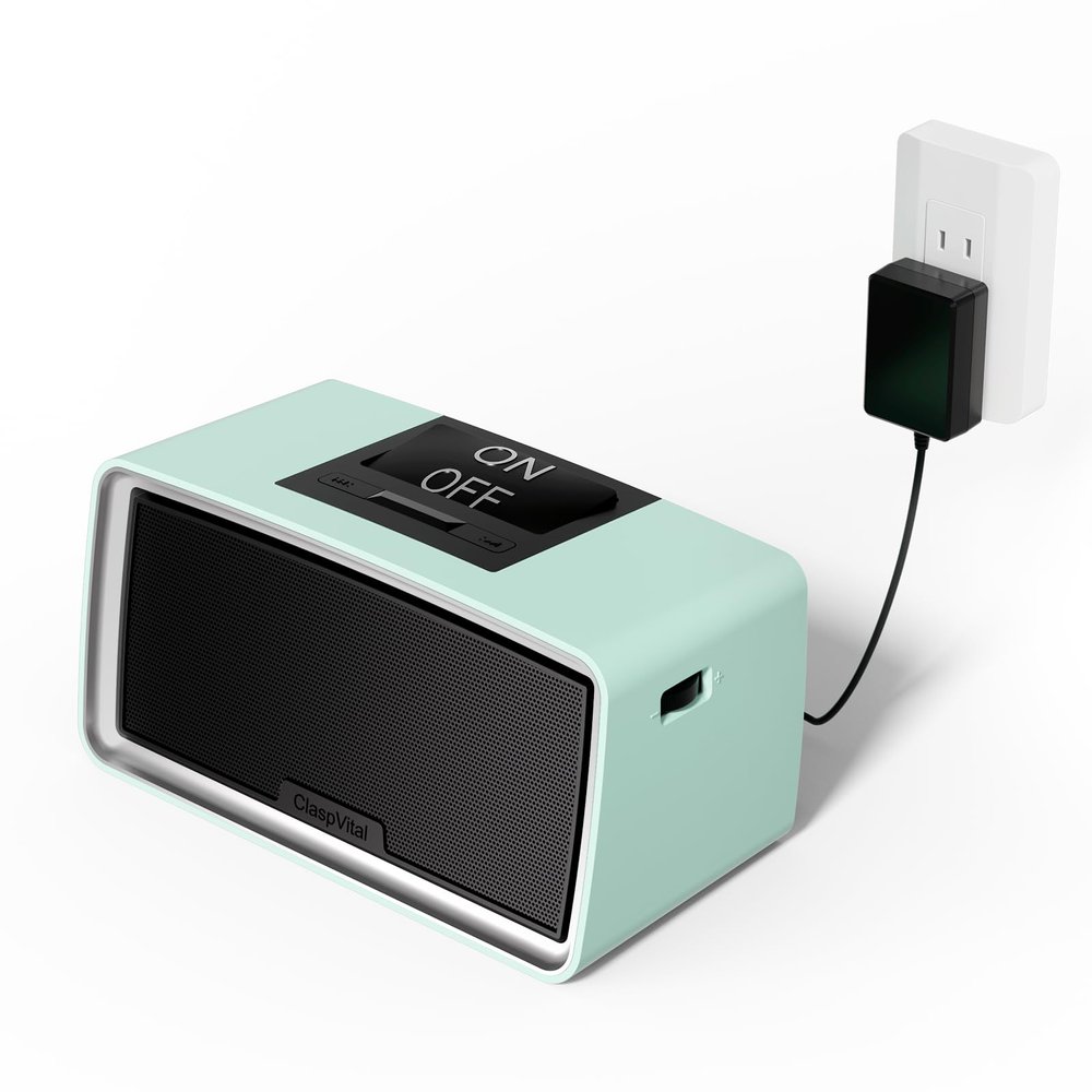 ClaspVital One-Touch Simple Music Player for Seniors | 6,000 Songs Mp3 Music Player for Elderly 32GB TF Card with Reader | Gift for Dementia, Alzheimers (Blue)