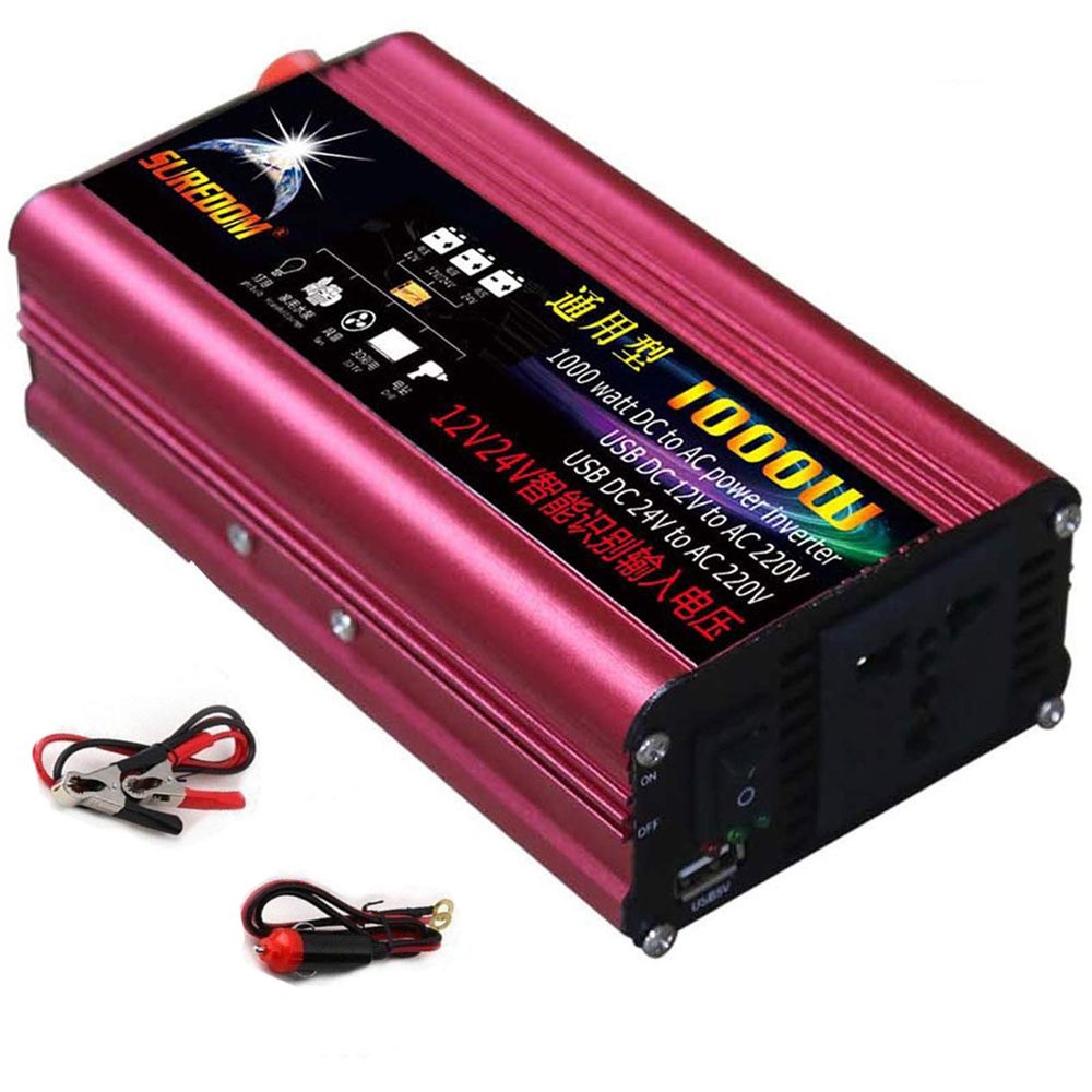 IEEONCNON Car Power Inverter 1000W Invertor 12V DC to 110V/240V AC Car Converter with AC Outlets and USB Port for Laptop Smartphone Household 12Vto230V(12Vto110V)