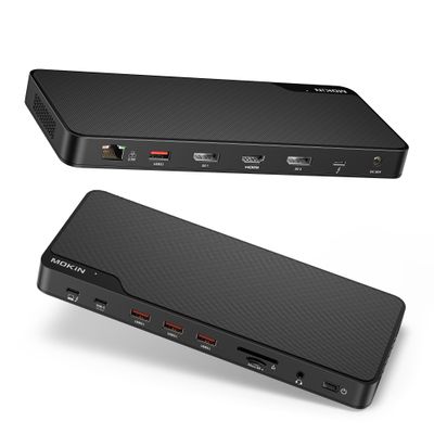MOKiN Thunderbolt 4 Dock - 16 Ports, Laptop Docking Station Dual Monitor for MacBook, Docking Station 3 Monitors for Windows with 150W DC Power,TB4 Cable,2.5 Gigabit EthernetThunderbolt Certified