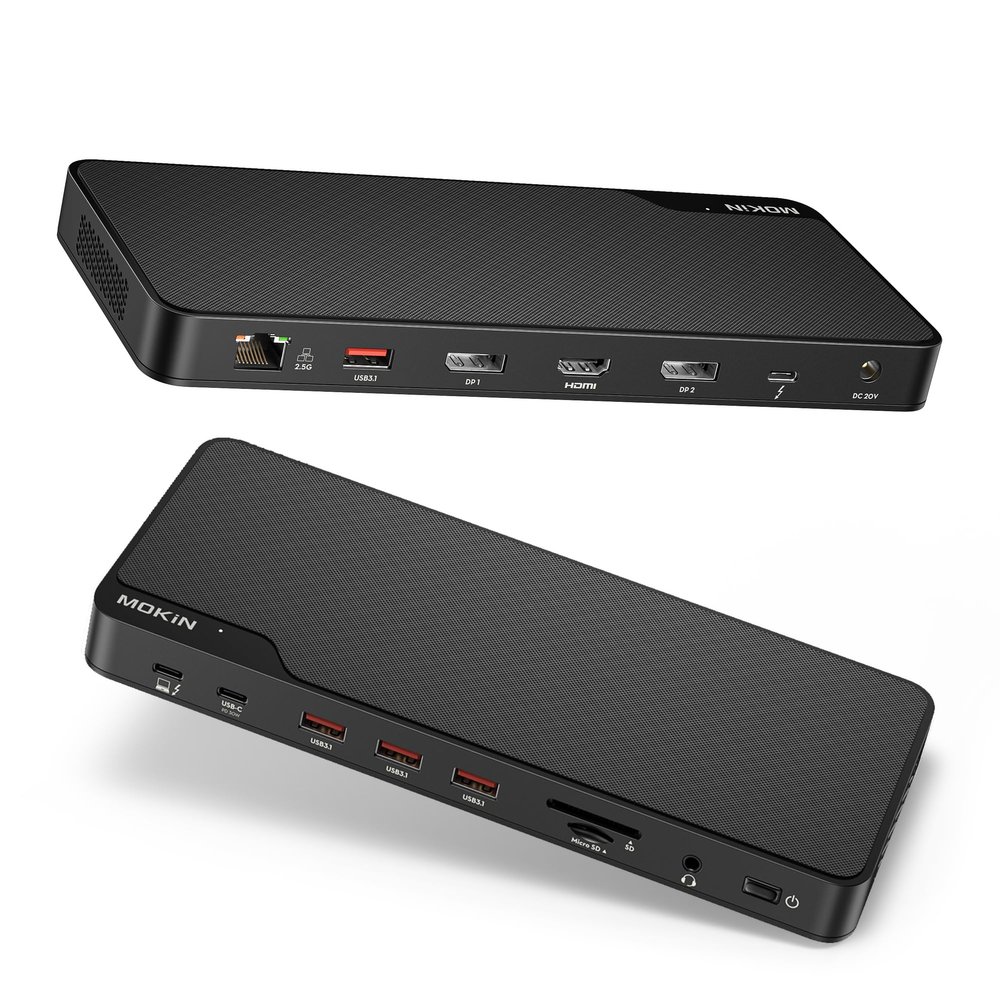 MOKiN Thunderbolt 4 Dock - 16 Ports, Laptop Docking Station Dual Monitor for MacBook, Docking Station 3 Monitors for Windows with 150W DC Power,TB4 Cable,2.5 Gigabit EthernetThunderbolt Certified