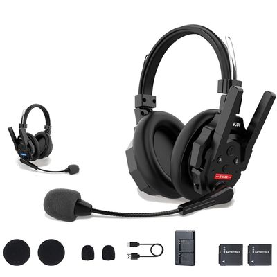 SYNCO XTalk XMax2 Full-Duplex Wireless Intercom System with 2 Double-Ear Headsets (2.4 GHz) Random Master Device Design,1640ft/500m for Team Communication,Movie Shoot,Live Show Stage Performance