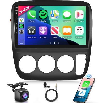 2+64G for Honda CRV 1997-2001 Android Car Stereo Radio with Wireless Carplay Android Auto, 9" HD Touch Screen in Dash GPS Head Unit Support WiFi Navigaion HiFi Audio SWC FM+Backup Camera (Manual A/C)