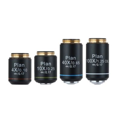 Microscope 4X 10X 40X 100X 195 Objective Lens RMS 20.2mm for Biological Microscope(4-10-40-100X)