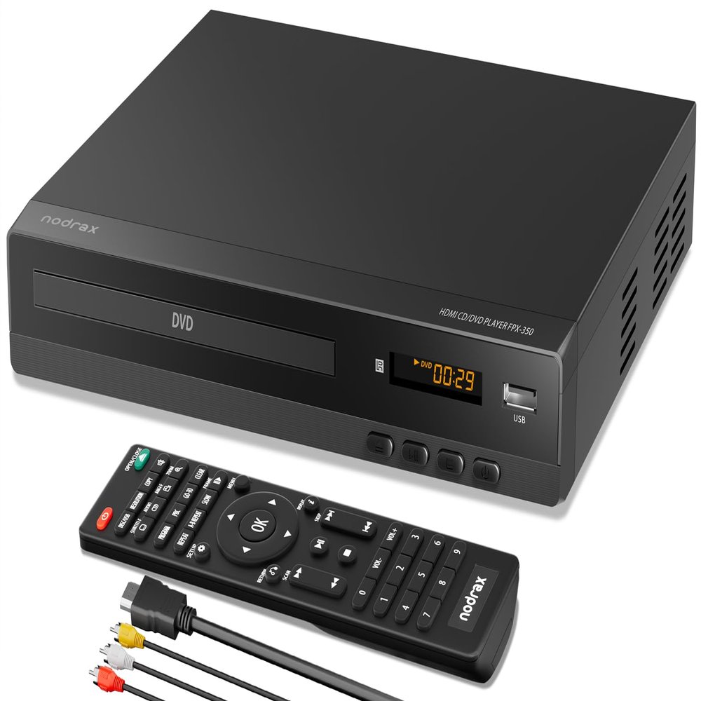 FlexaPlay Region-Free HDMI DVD Player for TV  1080p Upscaling, USB Port, DVD/CD/MP3 Multi-Format Playback  Ultra-Compact Mini Design, Includes HDMI/RCA Cables, Remote Control