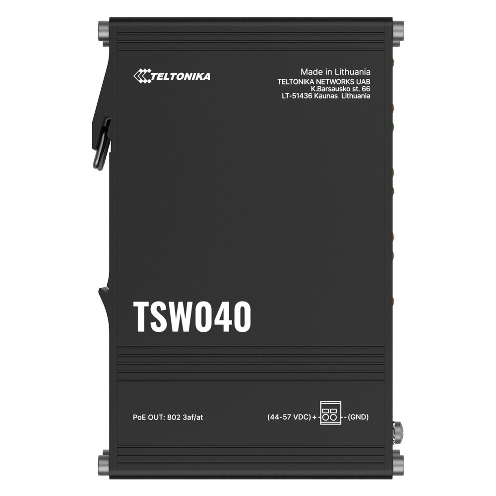 Teltonika TSW040 Ethernet Switch, 8 x PoE Out Ethernet Ports, 2 Pin, Integrated DIN Rail Mount, Wide Voltage Range
