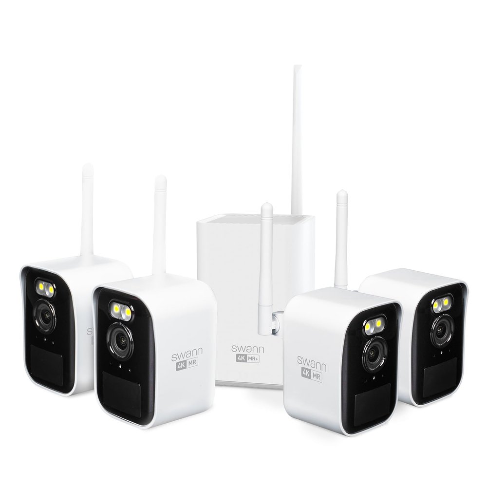 Swann MaxRanger Mini Kit 4K Wireless NVR Security System 4-Cam Kit,4K Camera Forever Charged Solar Panel,Wi-Fi Cameras Outdoor, Color Night Vision,True Detect,No Monthly Fee,Local Storage,MRMINISD4