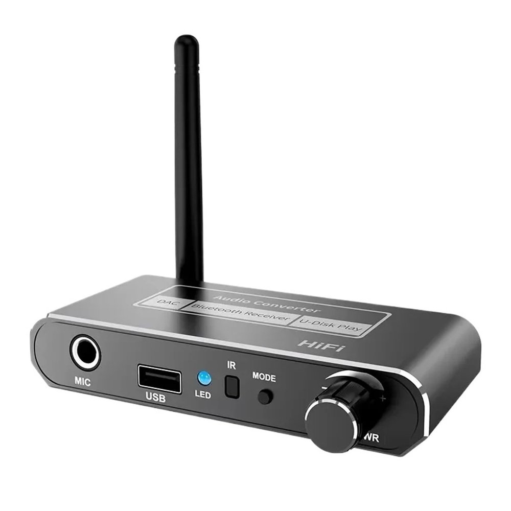 5MNG0Y8 5.2 Audio Receiver DAC Coaxial Digital to Analog Converter 3.5mm AUX RCA Mic U-Disk Jack Stereo Adapter
