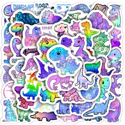 Rainbow Dinosaur Water Bottle Stickers for Kids 70 Pcs