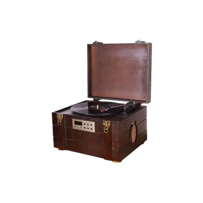 CUTPOIY Vintage Style Natural Wood Belt Driven Record Player with Stereo Speakers Recorder