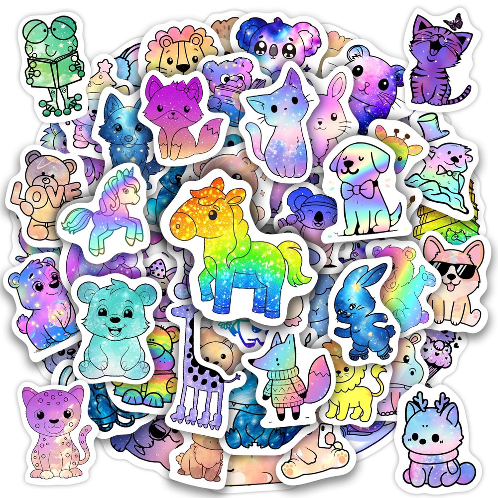 Rainbow Animals Water Bottle Stickers for Kids 70 Pcs