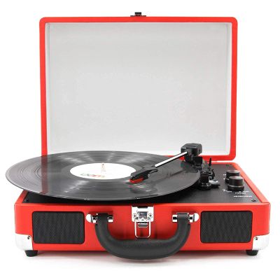 CUTPOIY Three Speeds Turntable Retro Record Player with Built-in Stereo Speakers, Supports USB, RCA Output, Headphone Jack, MP3, Mobile Phones Music Playback,Suitcase Design,Gifts for Women