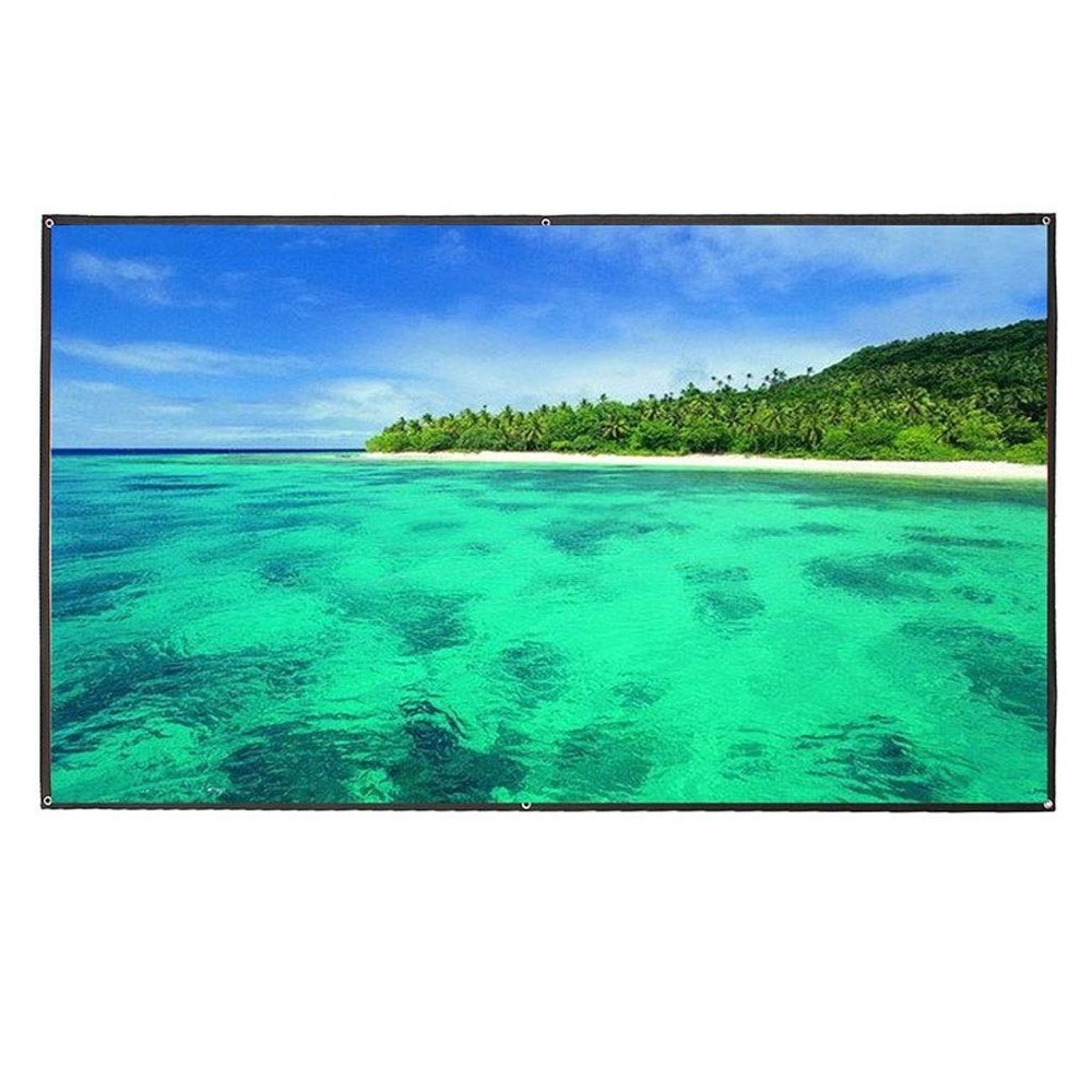 100 Inch 16:9 Portable Projection Screen White Portable Fold Fabric Projection Screen for Home Projector