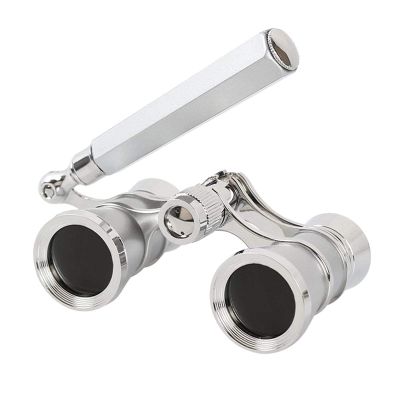 3X25 Opera Glasses Binoculars Metal Body with Chain/Handle Optical Lens Theater Telescope Retro Design Women Girls Gift Clear Monocular