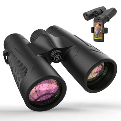 12x42 Professional HD Binoculars Adults Smartphone Adapter, BAK7 Prism FMC Lens Waterproof Bright Large View Bird Watching Stargazing Traveling Hiking Hunting