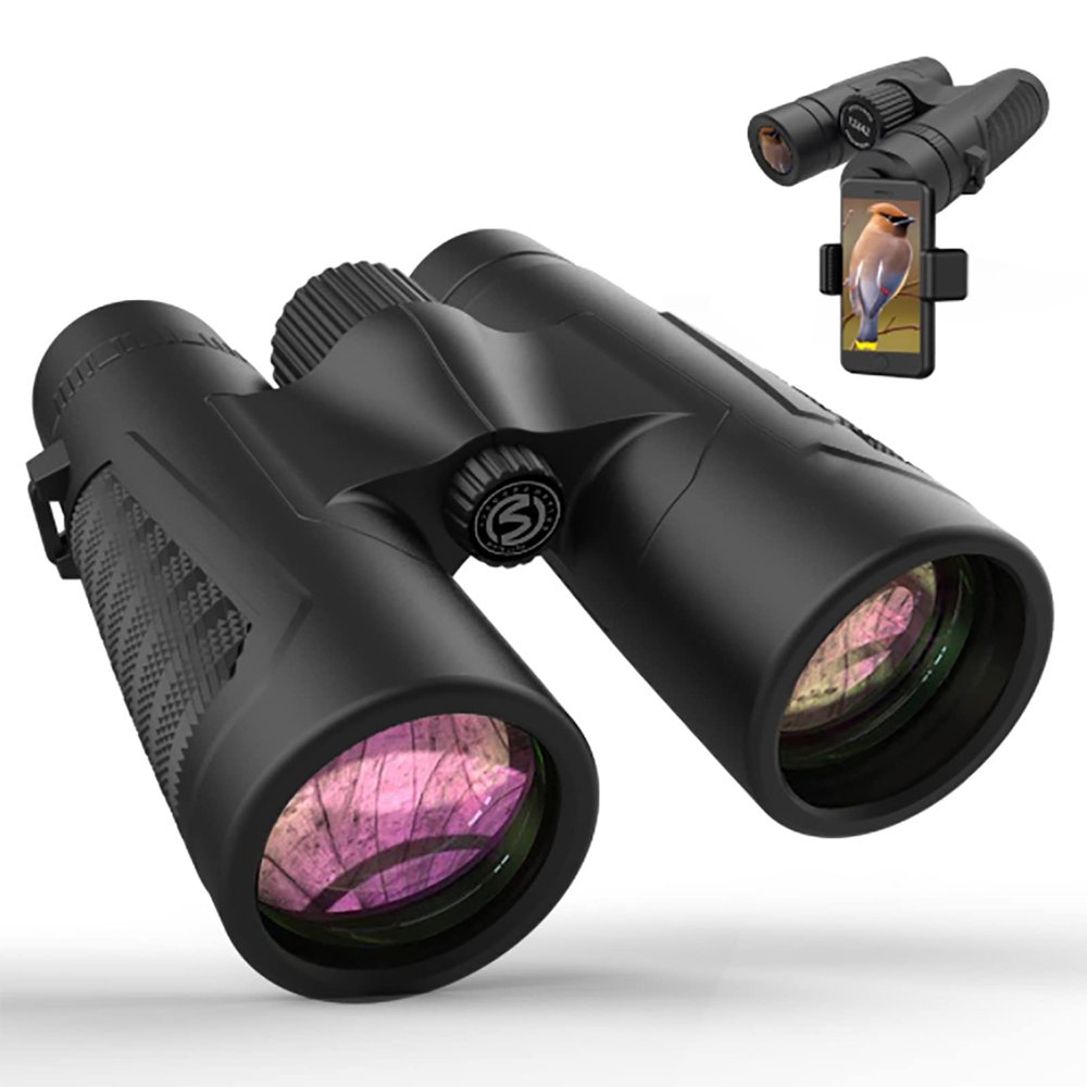 12x42 Professional HD Binoculars Adults Smartphone Adapter, BAK7 Prism FMC Lens Waterproof Bright Large View Bird Watching Stargazing Traveling Hiking Hunting