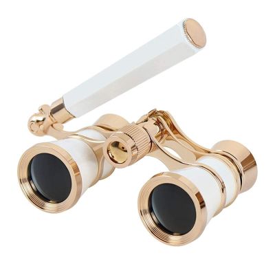 3X25 Opera Glasses Binoculars Metal Body with Chain/Handle Optical Lens Theater Telescope Retro Design Women Girls Gift Clear Monocular