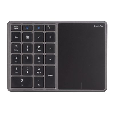 FAUOSWUK Numeric Keypad, 22 Key Number Keypad for Laptop with Touchpad Portable BT4.2 Type C Number Pad Keyboard Number Pad for Laptop and Desktops (Iron Gray)