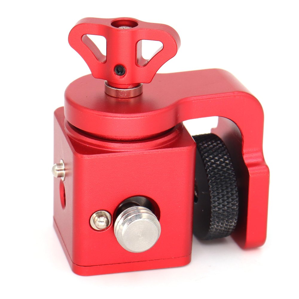 360 Rotating Pan Tilt Bracket with Locating Pins, Camera 3/8" Screws Fixed 1/4" Monitor Bracket, Adjustable Back and Forth for Tripod Mount Ball Head DSLR Camera Arca Swiss Compatible (Red)
