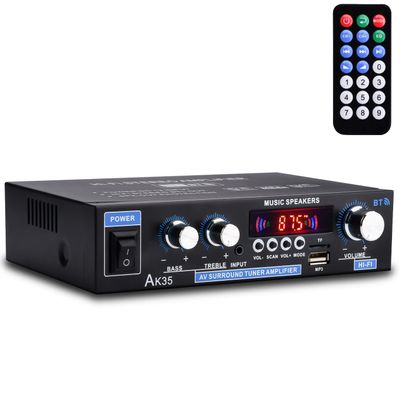 Daakro AK35 Home Audio Amplifier Receiver, 200W Home Dual Channel Bluetooth 5.0 Sound Speaker AMP, Home Amplifiers FM Radio/USB/SD/Card w/Remote Control Home Theater Audio Stereo System Components