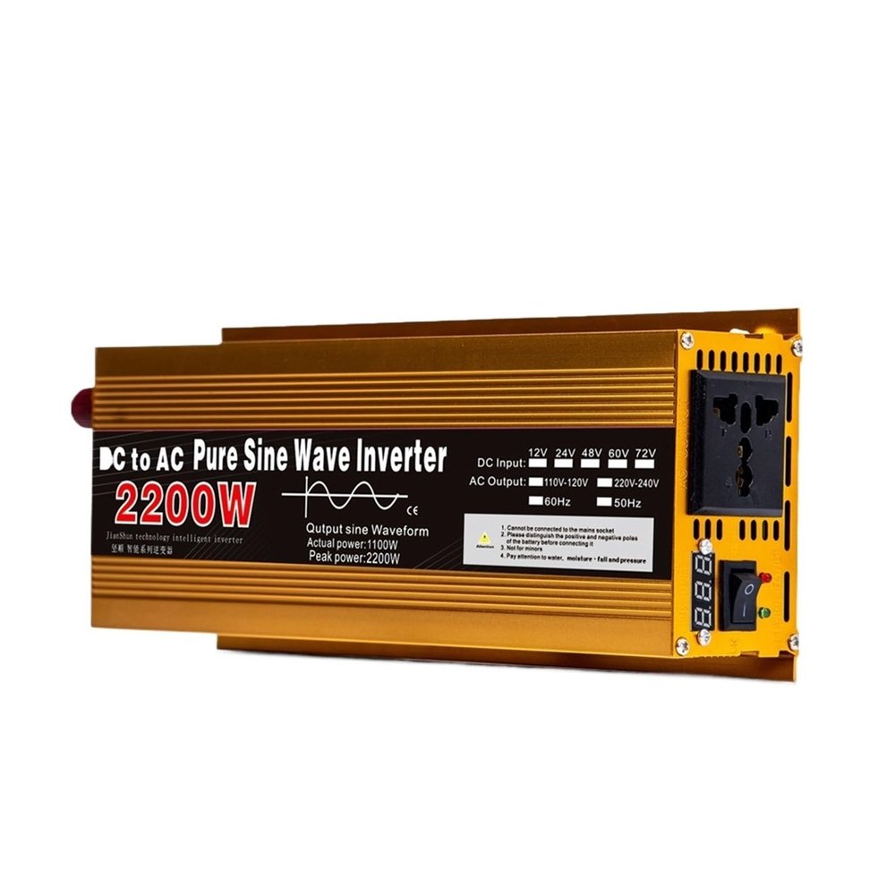 Inverter 12v 220v Pure Sine Wave 1600W 2200W 3000W DC 12v to AC 220V Portable Power Supply Converter Car Solar Inverter(12v 50hz 2200w)