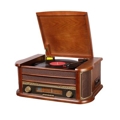 CUTPOIY Music Box Nostalgic Wooden Turntable Wireless Vinyl Record Player with AM, FM, CD, MP3 Recording to USB, AUX Input for Smartphone Tablets, RCA Output for Entertainment Home Decoration