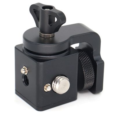 360 Rotating Pan Tilt Bracket with Locating Pins, Camera 3/8" Screws Fixed 1/4" Monitor Bracket, Adjustable Back and Forth for Tripod Mount Ball Head DSLR Camera Arca Swiss Compatible (Black)