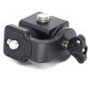 360 Rotating Pan Tilt Bracket with Locating Pins, Camera 3/8" Screws Fixed 1/4" Monitor Bracket, Adjustable Back and Forth for Tripod Mount Ball Head DSLR Camera Arca Swiss Compatible (Black) view 3