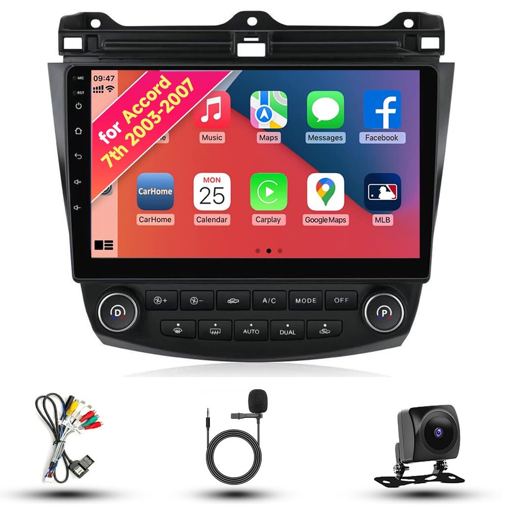 Radio for Honda Accord 7th 2003-2007 Android 13 10.1" IPS Touch Screen, Car Stereo with CarPlay & Android Auto, GPS Navigation DSP SWC 5G WiFi Camera 8CORE 6+128GB