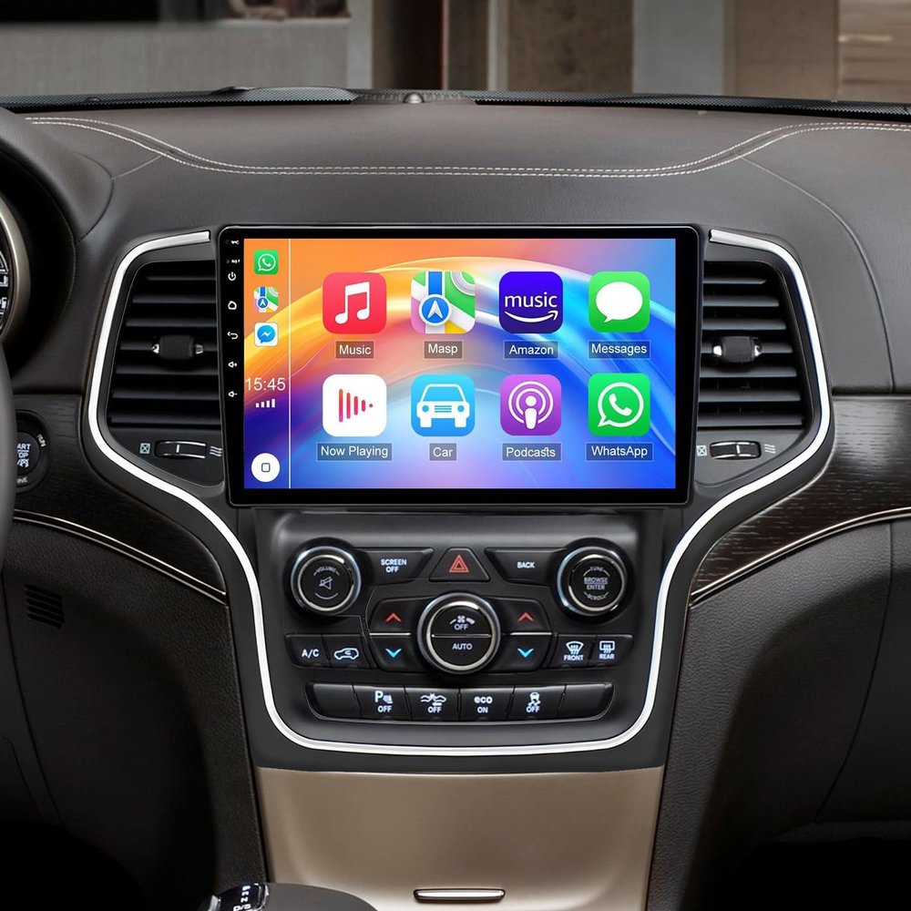 10 Inch Car Radio for Jeep Grand Cherokee 2014 2015 2016 2017 2018 2019 2020 with Wireless Carplay Android Auto Bluetooth Screen with FM WiFi RDS SWC
