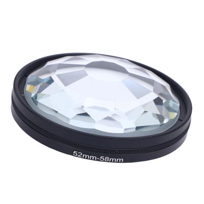 58mm Kaleidoscope Filter, Kaleidoscope Glass Prism Lens Effects with 52MM-58MM Adapter Ring, Special Effects Filter Accessories for Digital Cameras and SLRs
