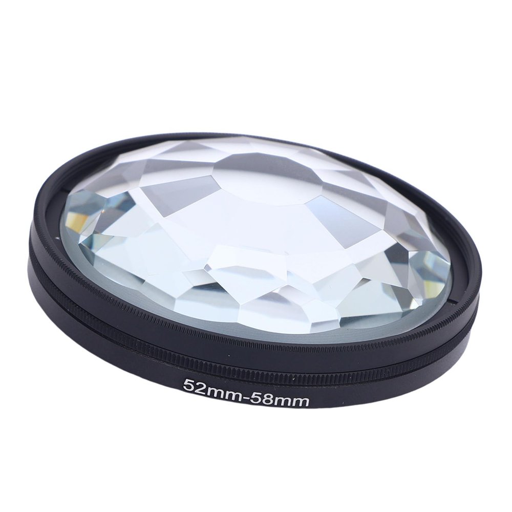 58mm Kaleidoscope Filter, Kaleidoscope Glass Prism Lens Effects with 52MM-58MM Adapter Ring, Special Effects Filter Accessories for Digital Cameras and SLRs