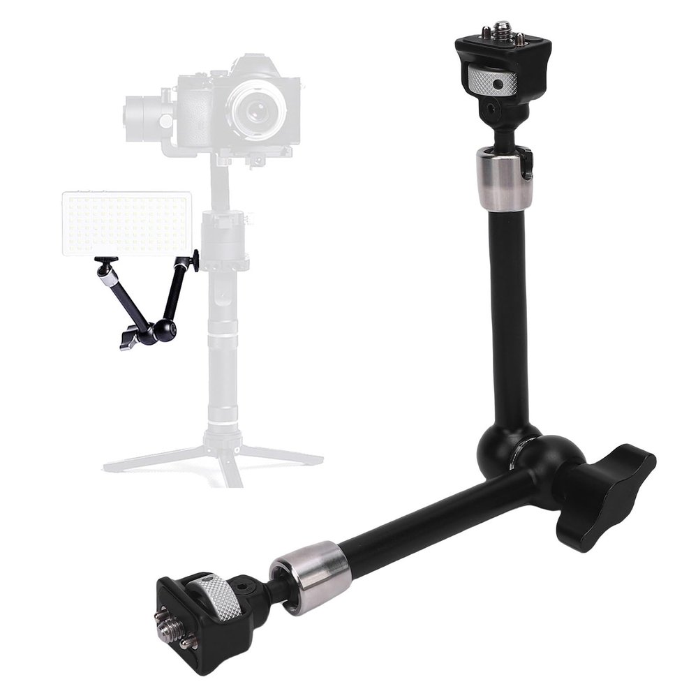 11 Articulating Magic Arm Clamp Mount, Camera Monitor Mount with 1/4 Screw and Locating Pins & Holes, Articulating Arm for DSLR Action Camera Video Light