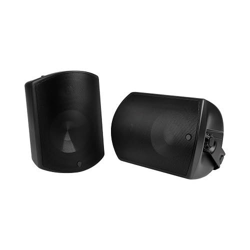 ES-500-AW-8-BLK All-Weather Series 8" Outdoor Surface Mount Speakers, Pair, Black with Titanium Tweeter and Easy-Locking Bracket