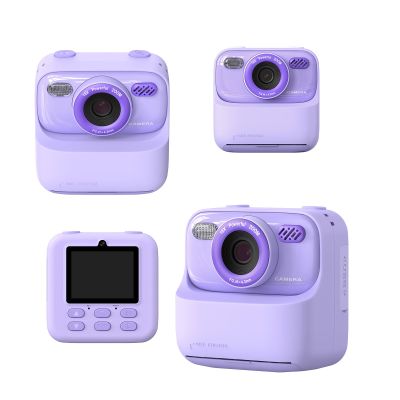 Instant Print Camera for Kids, 2.4 Inch Screen 1080P Kids Camera Instant Print with 2 Rolls Paper, Built in 32GB Card, for Boys & Girls (Purple)