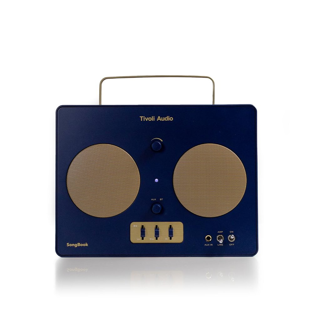 Tivoli Audio Songbook, Premium Bluetooth Sound System with 1/4" Auxiliary Input and Built-in Preamp(Parent) (Blue/Gold)