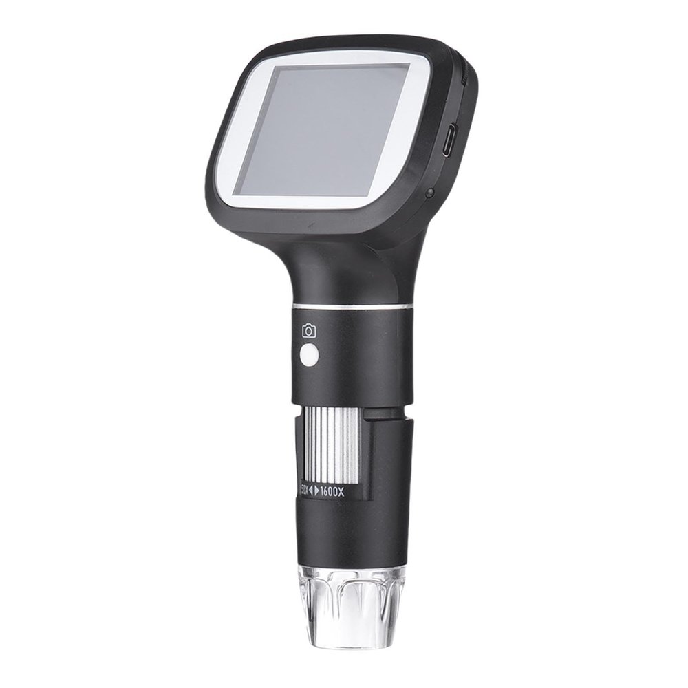 1600X Digital Microscope, Handheld Magnifier, 2.4 Inch Screen, 8 Adjustable LED Lights, PC View, Photo A Video, Portable Microscope with Stand for Teen Adult