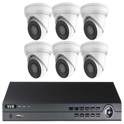 CCTVWHOLESALEOUTLET 8CH 2MP IP Security Camera Kit with 2.8mm Fixed Lens 6 Turrets and 4K PoE NVR Built-in Mic, 100FT IR, H.265+