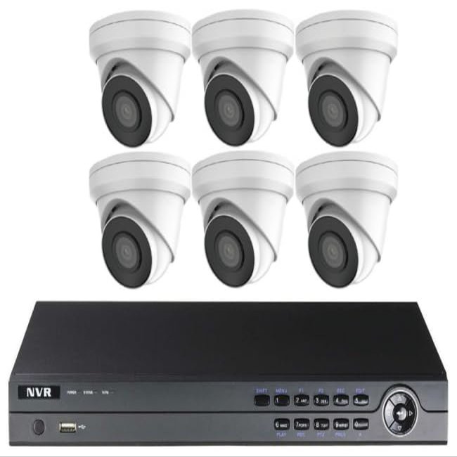 CCTVWHOLESALEOUTLET 8CH 2MP IP Security Camera Kit with 4mm Fixed Lens 6 Turrets and 4K PoE NVR  Built-in Mic, 100FT IR, H.265+