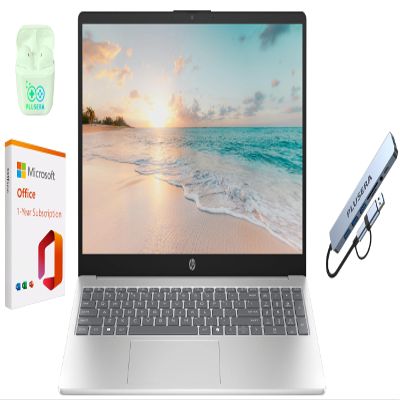 HP 15.6" LED Business & Student Laptop, 8GB RAM 384GB Storage (128GB UFS+256GB Docking Set), Quad-Cores Intel Pentium, Windows 11 S with 1-Year Microsoft Office 365 Included, PLUSERA Earphones