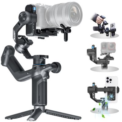 FeiyuTech SCORP Mini 3 Kit All-in-One Gimbal Stabilizer  Upgraded AI Tracking 4.0, 3-Axis Gimbal for Canon/Sony Vlogging Cameras, iPhone, Action Cams, 4.4 lb Payload, 1.3" Touchscreen