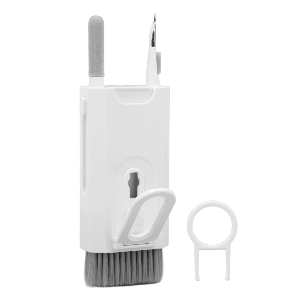 8 in 1 Universal Phone Tablet Camera Keyboard Headset Cleaner Kit with Detachable Hook and Desktop Stand (White)