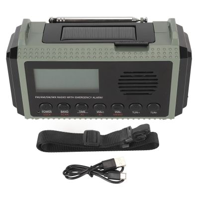 Emergency FM AM SW WX Portable Solar Hand Crank Radio for Outdoor Use