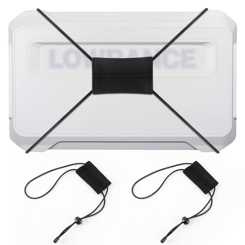 HolyMaji 2 Pcs Fishing Graph Cover Straps Adjustable Bungee - Keep Your Fish Finder Cover Secure During Travel (Black)
