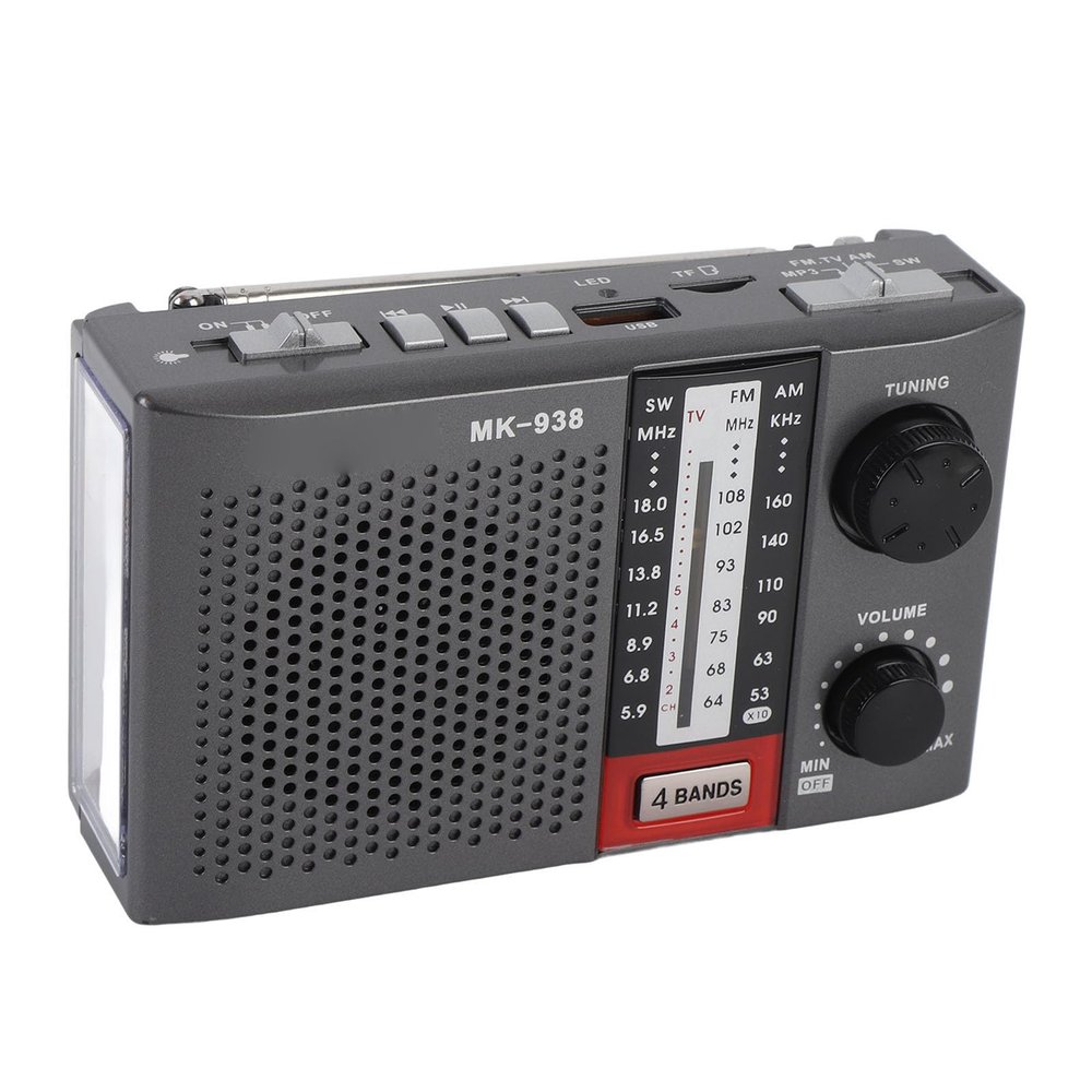 Portable Rechargeable Stereo Radio with Antennas Torch for Home Travel Camping
